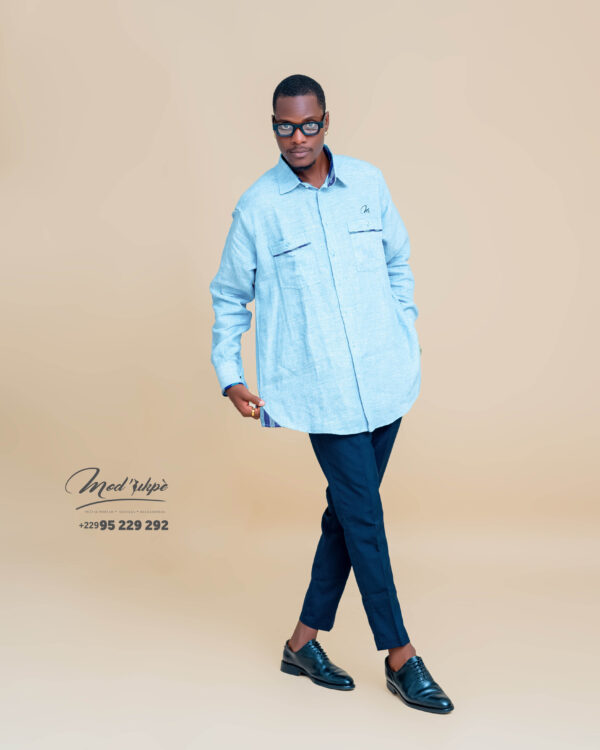 Chemise lin motif tissé – Image 4
