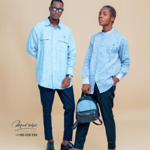 Chemise lin motif tissé