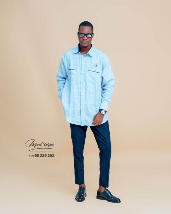 Chemise lin motif tissé – Image 5
