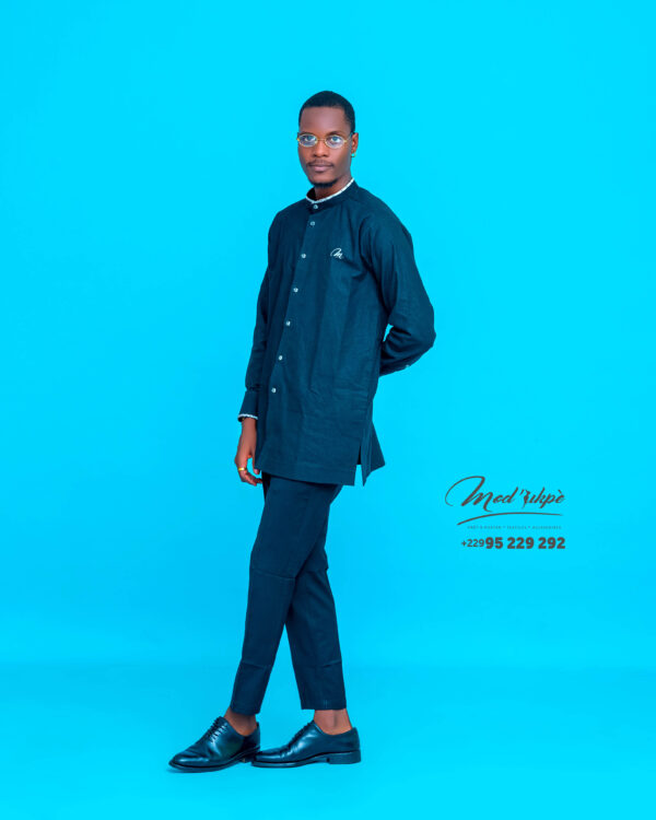 Chemise lin motif tissé